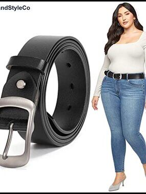 Plus Size Leather Waist Belt with Metal Pin Buckle